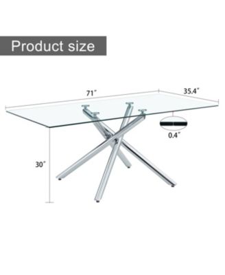 Streamdale Modern Glass Dining Table, Silver Legs, Seats 4-8