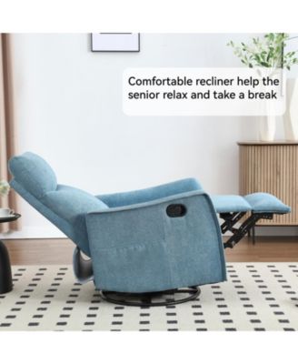 Streamdale Heat Massage Manual Recliner Chair with Rocker and Swivel in Fabric for Living Room