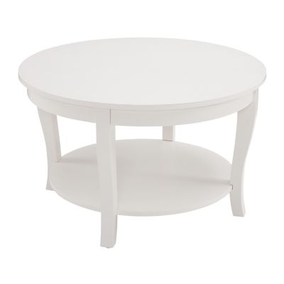 Round Coffee Table with Storage Shelf, 2-Tier Accent Table, 30" x 30" x 18