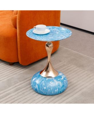 Streamdale Modern Round Coffee Table, Metal Pedestal Table for Small Spaces