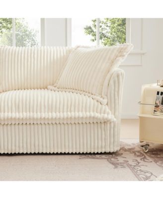 Streamdale Slipcovered Armchair with Large Cushions and Pillows in Cozy Cream Corduroy