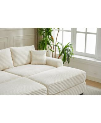 Streamdale Modern Sectional Couch, 2 Pieces Corduroy Couch Cushion Covers, Soft Stretch Sofa Slipcovers with 2pcs Pillows