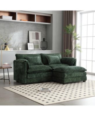 Streamdale Chenille fabric, removable armrests with side pockets, high density sponge filling, oversized double sofa with footstool
