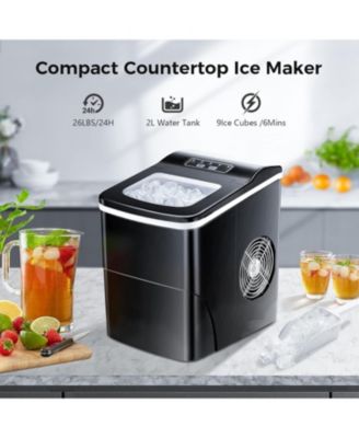26Lbs/Day, Ice Maker, Self-Cleaning Ice Machine with Ice Scoop and Basket