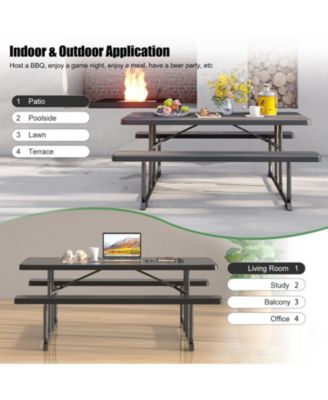 6ft Picnic Table with 2 Benches Heavy-Duty Table for 6-8 Person