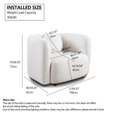 Boucle Fabric Accent Sofa Chair, Japandi Style Armchair