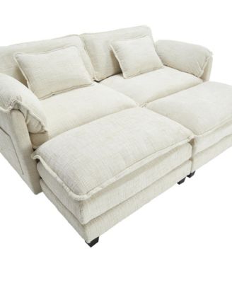 Luxurious Chenille Sofa with Detachable Armrests