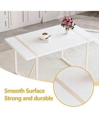 Streamdale Cream-Style MDF Dining Table Set with 4 Black Chairs and Silver Legs