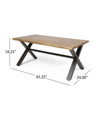 Acacia Coffee Table, Teak/Rustic Metal, Brown/Black, 18"H 27"W 43"L