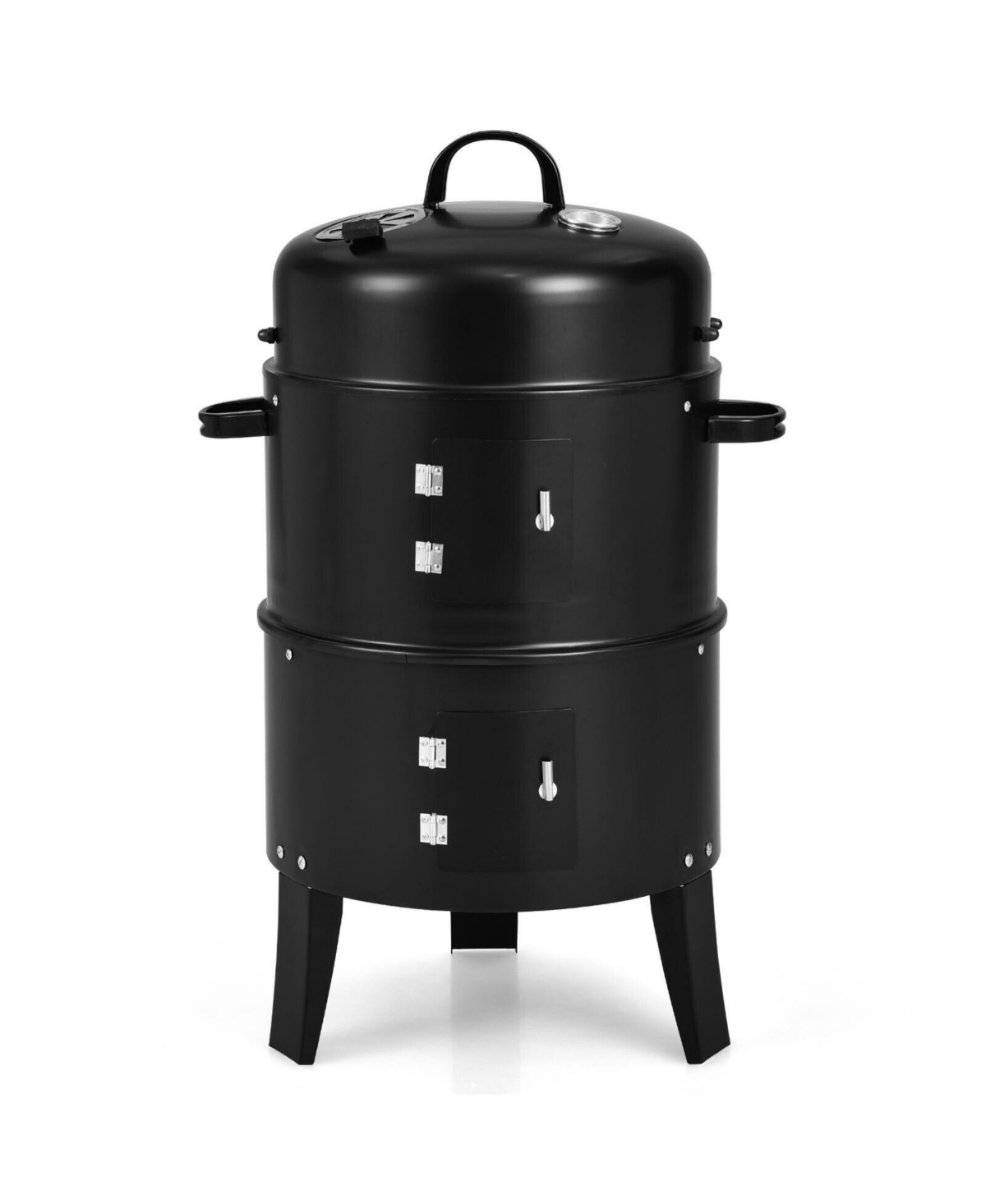3-in-1 Charcoal Bbq Grill Cambo with Built-in Thermometer - Black