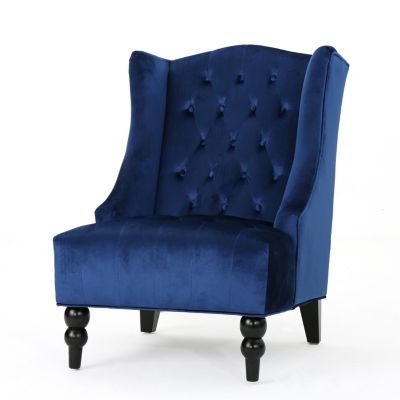Streamdale Contemporary Wingback Chair with Diamond Stitching and Birch Wood Legs