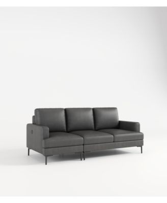 Sophisticated 77" Top Grain Leather Match Sofa with USB and Type C Outlets