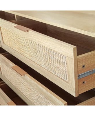 51.18" 6-Drawers Rattan Storage Cabinet Rattan Drawer, for Bedroom, Living Room, Natural (Same SKU:W75784346)