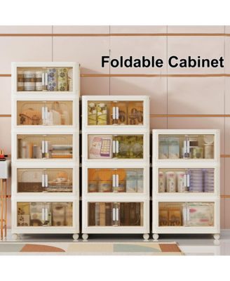 Streamdale Folding Storage Cabinet with Wheels and Magnetic Door