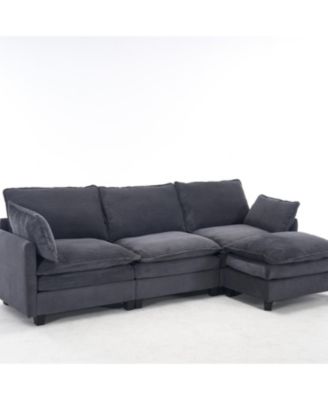 Streamdale Modular Velvet U-Shaped Sofa with Ottoman & Pillows