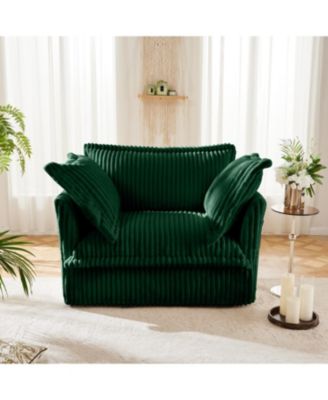 1 Count Metal Corduroy Slipcovered Armchair with Pillows
