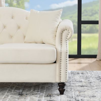 Streamdale Grey Velvet Chesterfield Sofa with Nailhead Trim