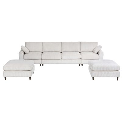 Streamdale Modern Corduroy Sectional Sofa with Footstool (White, 6-Seat)