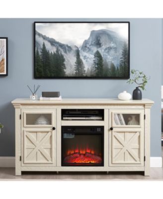 Streamdale Farmhouse TV Stand with Fireplace Insert, White (60.23"W x 15.35"D x 31.7"H)