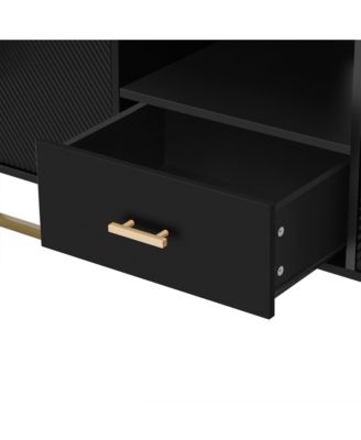 Streamdale Modern TV Stand for TVs up to 70", with Drawer, Cabinets, Metal Legs, Handles, and Safety Device