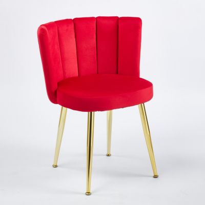 Red Velvet Dining Chair (Set of 2) with Gold Legs