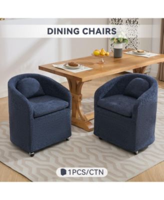 Streamdale Single Unit  Chenille Fabric Back Cushion, Armrest, Universal Wheels  Dining Armchair