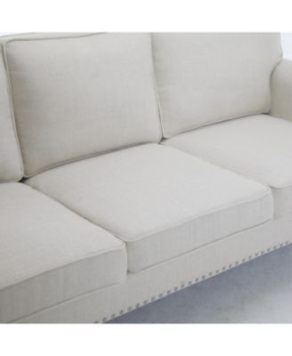 83" Nailhead Trim Sofa, 22" Seat, Faux Leather, Traditional 3-Seater