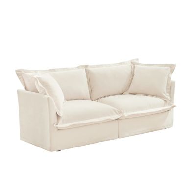 Modern 2-Seat Sofa for Small Spaces Comfy Slipcover Couch with Detachable Cover