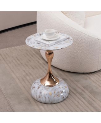 Streamdale Modern Round Coffee Table, Metal Pedestal Table for Small Spaces