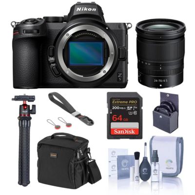 Z5 Mirrorless Camera with NIKKOR Z 24-70mm f/4 S Lens, Bundle with 64GB Memory Card, Alpine 160 Bag, MT-11 Tripod and Filter Kit
