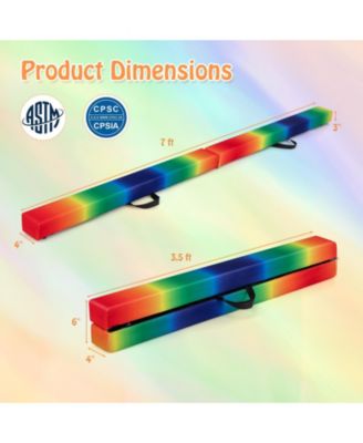 7 Feet Folding Portable Floor Balance Beam with Handles for Gymnasts