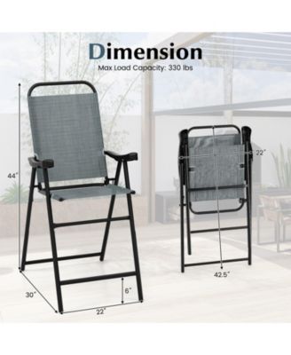 Patio Folding Bar Stool Set of 2 with Metal Frame and Footrest