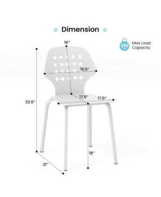Set of 4 Metal Dining Chair with Hollowed Backrest and Metal Legs