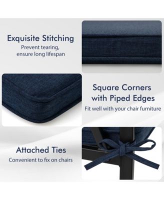 Outdoor Chair Cushion Set of 2 Waterproof Fade-Resistant Olefin Seat Cushions