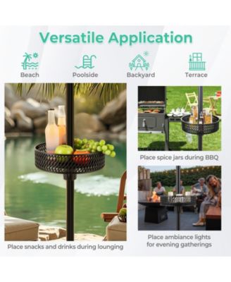 Patio Umbrella Table Tray Adjustable with Storage and Umbrella Poles