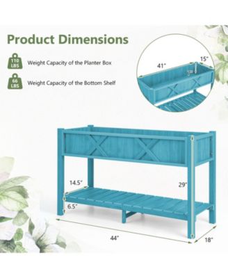 Poly Wood Elevated Planter Box with Legs Storage Shelf Drainage Holes