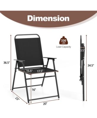 Outdoor Folding Sling Chairs Set of 4 with Armrest and Backrest