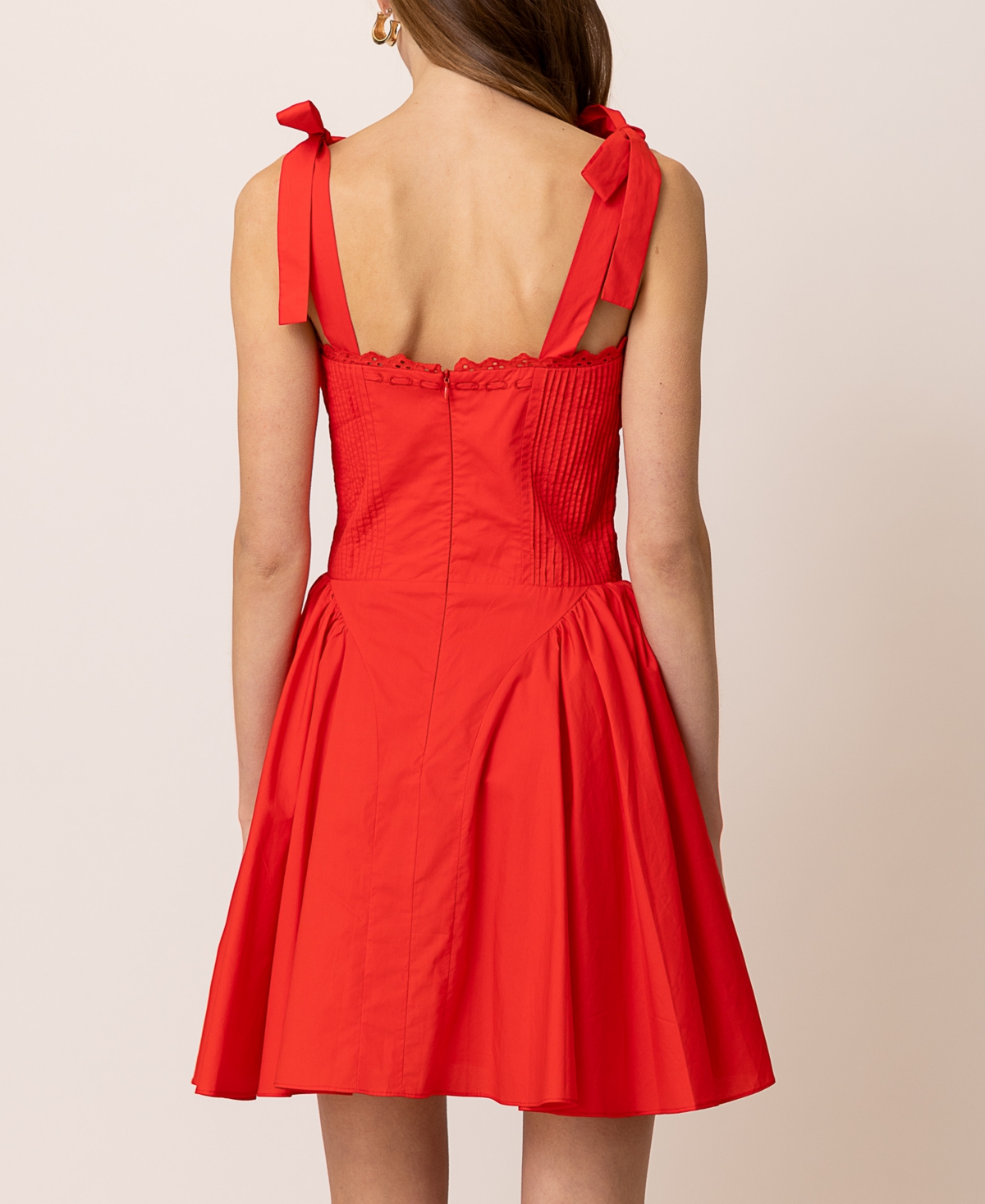 Line & Dot Women's Anessa Pleated-waist Mini Dress In Red