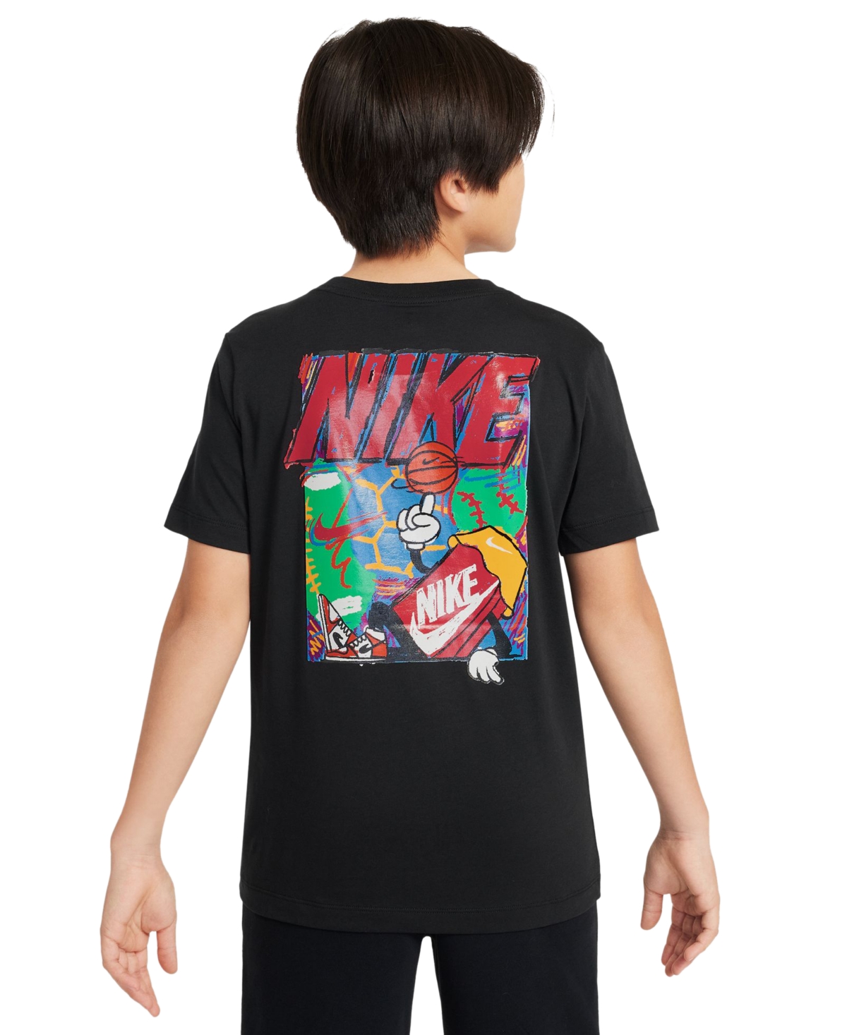 Nike Sportswear Big Boys Cotton Logo Graphic T-shirt In Black