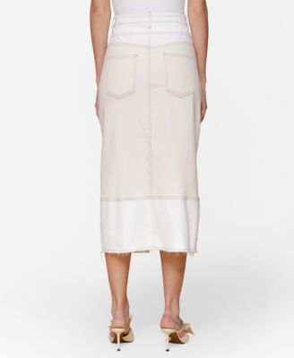 Women's Raw Hem Denim Midi Skirt