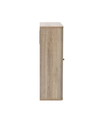 1Pc Manufactured Wood Fluted Panel, Wave Pattern & Open Shelves 1-Door Bathroom Wall Cabinet