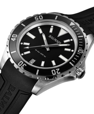 Men's Swiss Ophrys Black Rubber Strap Watch 43mm