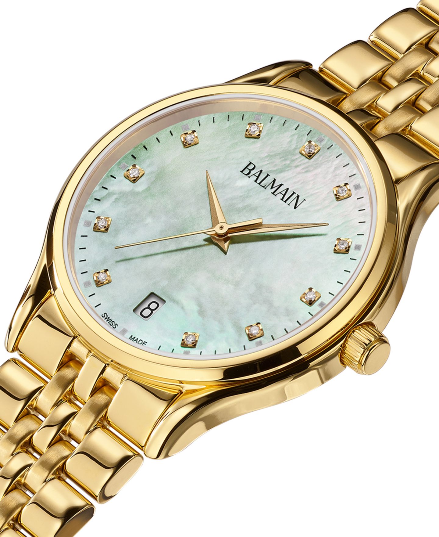 Женские часы Balmain Swiss Beleganza Diamond (1/20 ct. t.w.) Gold PVD Stainless Steel Bracelet Watch 32mm — фото 2