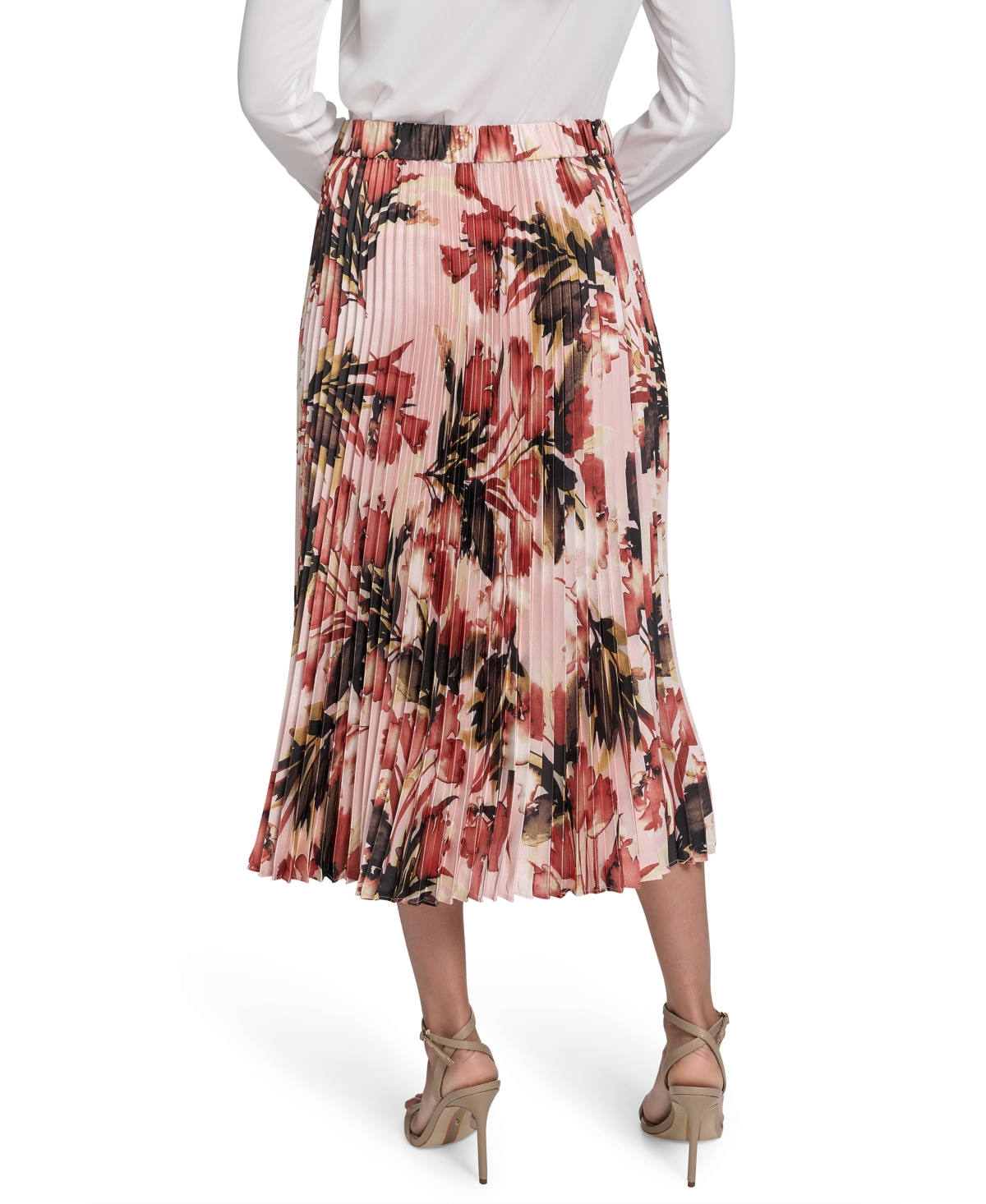 Calvin Klein Petite Printed Pleated Midi Skirt