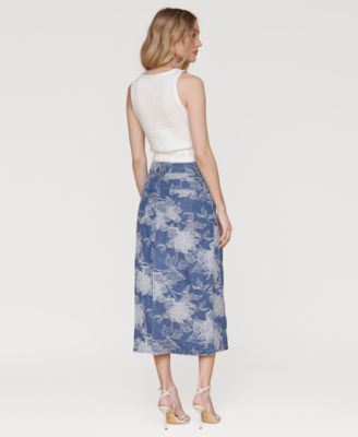 Women's Floral Denim Maxi Skirt