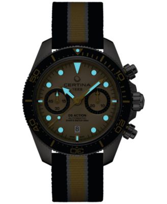 Men's Swiss Automatic Chronograph DS Action Multicolor Nylon Strap Watch 45mm