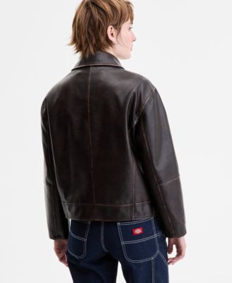 Women's Faux-Leather Moto Jacket