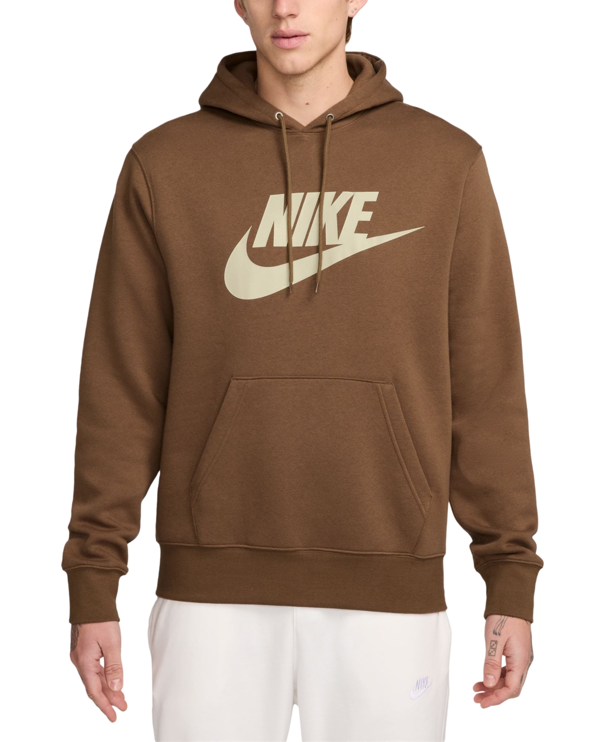 Nike Men's Club Fleece Standard-fit Logo-print Hoodie In Brown