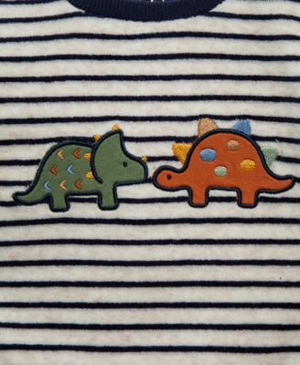 Baby Boys Dino Striped Velour Top & Pants, 2 Piece Set