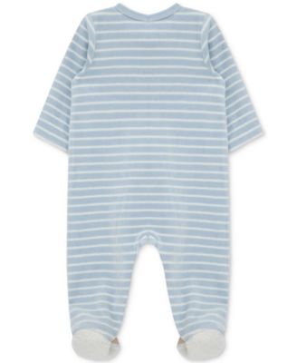 Baby Boys Fluffy Pup Velour Footed Coverall